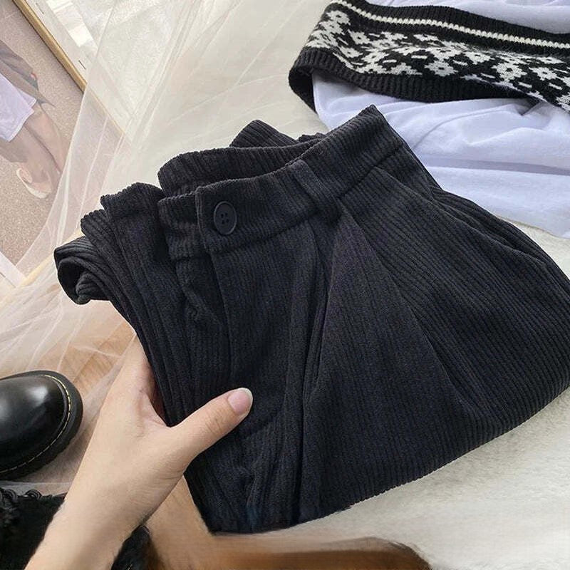 Women's wide-leg corduroy trousers in khaki