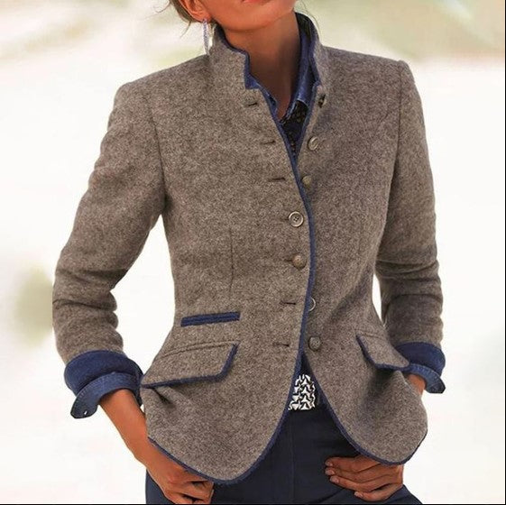 Light brown tailored blazer for women in a classic business cut