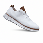 Men's white knit oxford style trainers with a lightweight sole