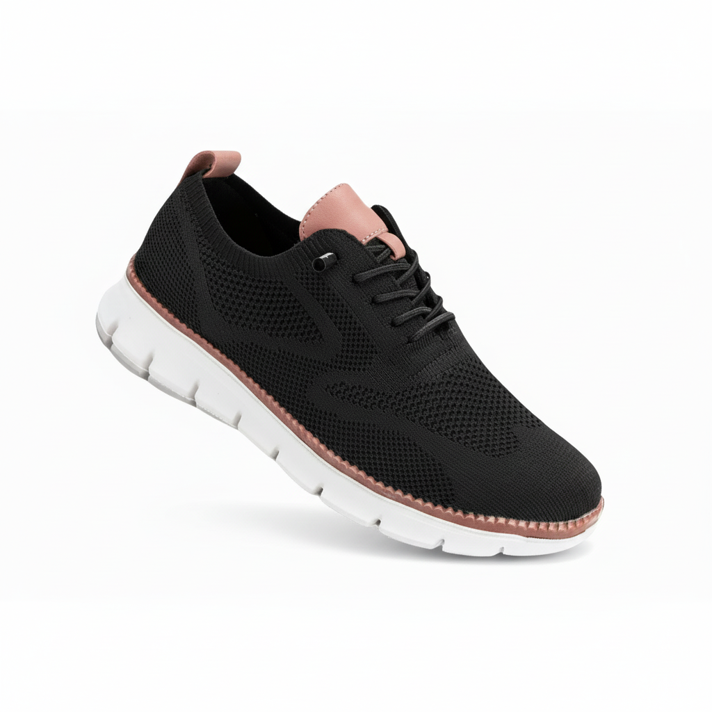 Men's black knit oxford style trainers with a lightweight sole