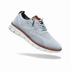 Men's light grey knit oxford style trainers with a lightweight sole