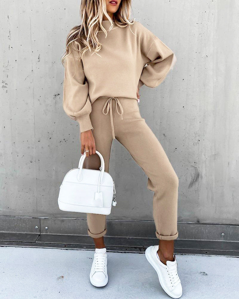 Women's high-collar loungewear co-ord set in black