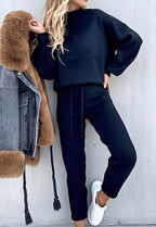 Women's high-collar loungewear co-ord set in black