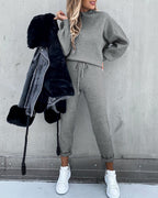 Women's high-collar loungewear co-ord set in dark blue