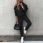 Women's hooded tracksuit co-ord set with joggers in black