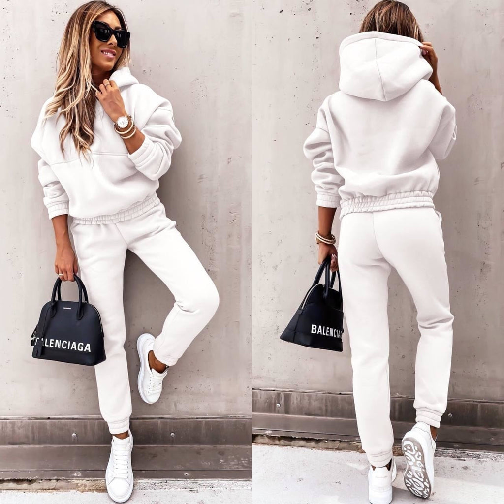 Women's hooded tracksuit co-ord set with joggers in black
