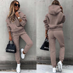 Women's hooded tracksuit co-ord set with joggers in black