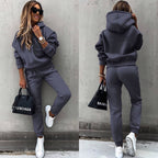 Women's hooded tracksuit co-ord set with joggers in khaki