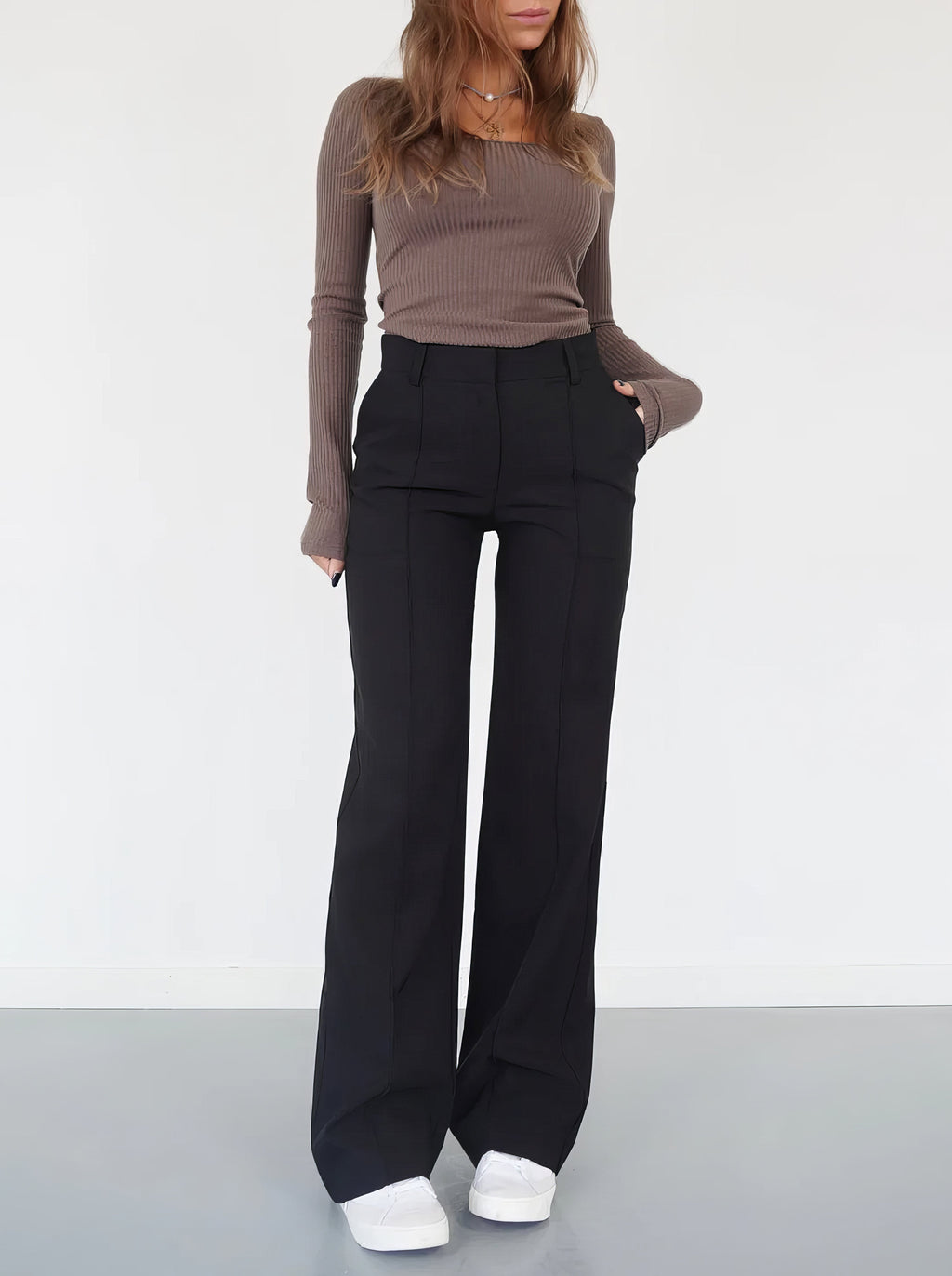 Women's wide-leg palazzo trousers in black