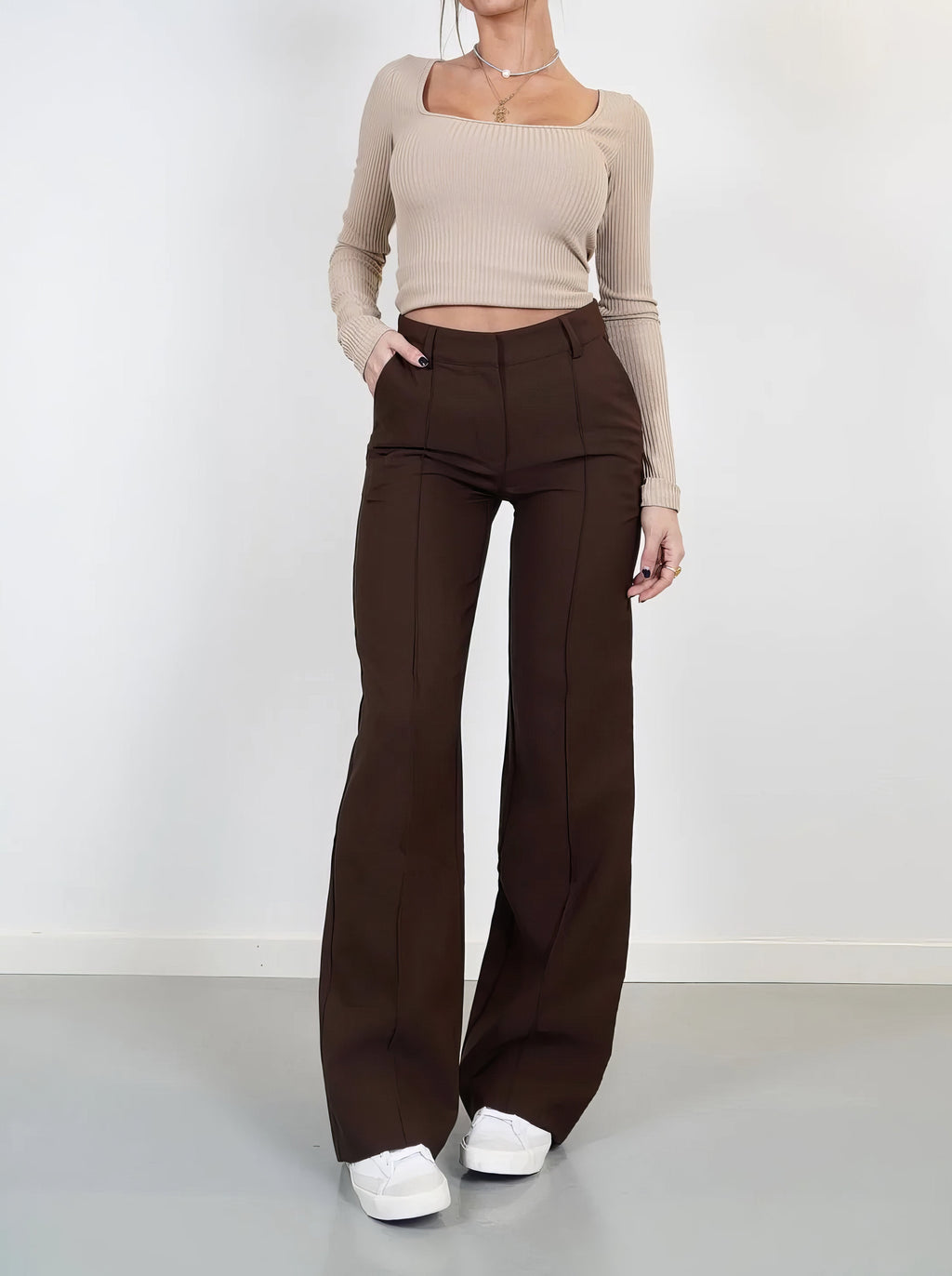 Women's wide-leg palazzo trousers in white