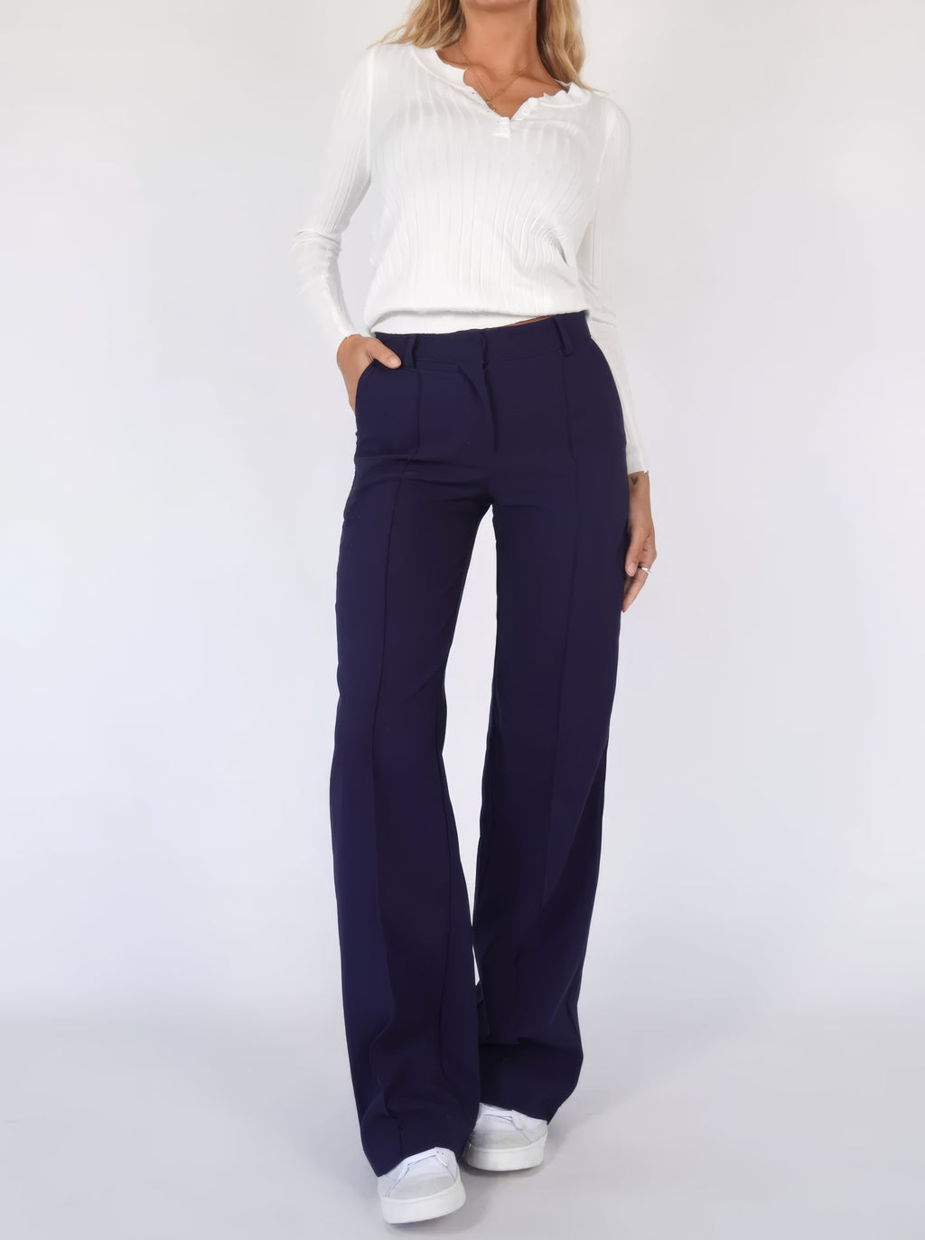 Women's wide-leg palazzo trousers in white