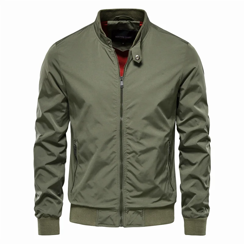 Men's lightweight black zip-through bomber jacket for transitional wear