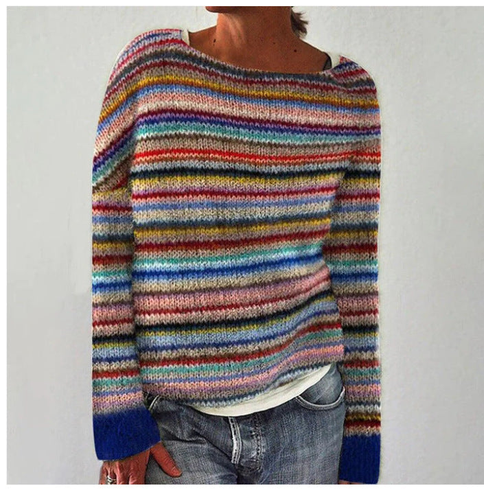 Blue wool jumper with a warm, elegant fine knit finish