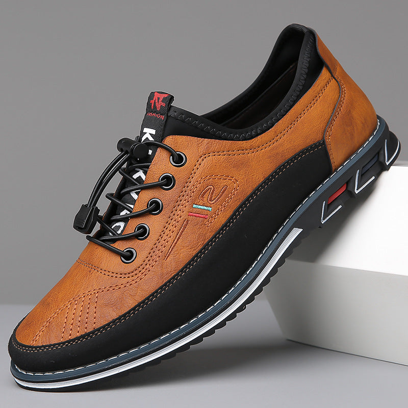 Men's lace-up walking shoes with cushioned comfort sole, product still life