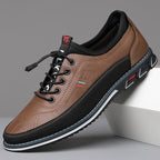 Men's lace-up walking shoes with cushioned comfort sole, product still life