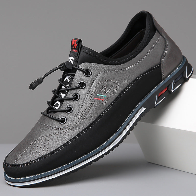 Men's lace-up walking shoes with cushioned comfort sole, product still life