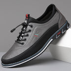 Men's lace-up walking shoes with cushioned comfort sole, product still life