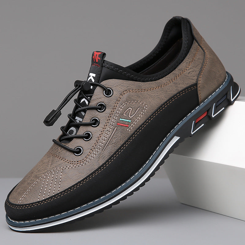 Men's lace-up walking shoes with cushioned comfort sole, product still life