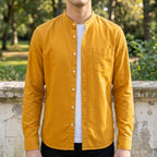 Men's light blue tailored long sleeve shirt in soft cotton blend