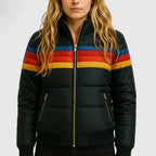 Women's navy blue waterproof hooded rain jacket for wet weather