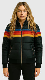 Women's navy blue waterproof hooded rain jacket for wet weather