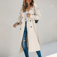 Nell | Women's Double-Breasted Longline Trench Coat in Cotton Blend for Autumn