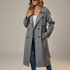 Women's white double-breasted trench coat in a soft cotton blend