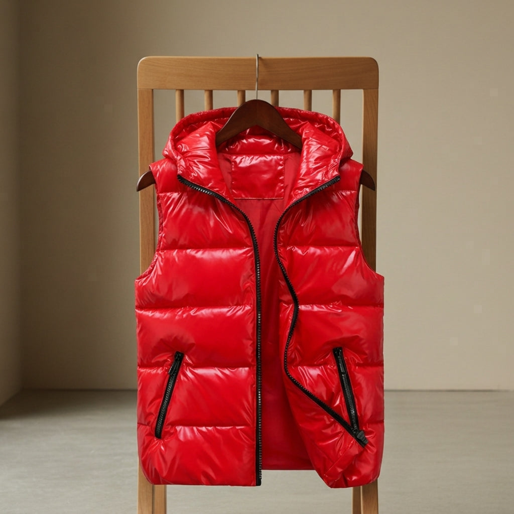 Women's light grey quilted padded gilet with an insulated fill