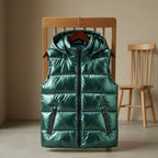 Women's light grey quilted padded gilet with an insulated fill