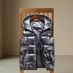 Women's light grey quilted padded gilet with an insulated fill
