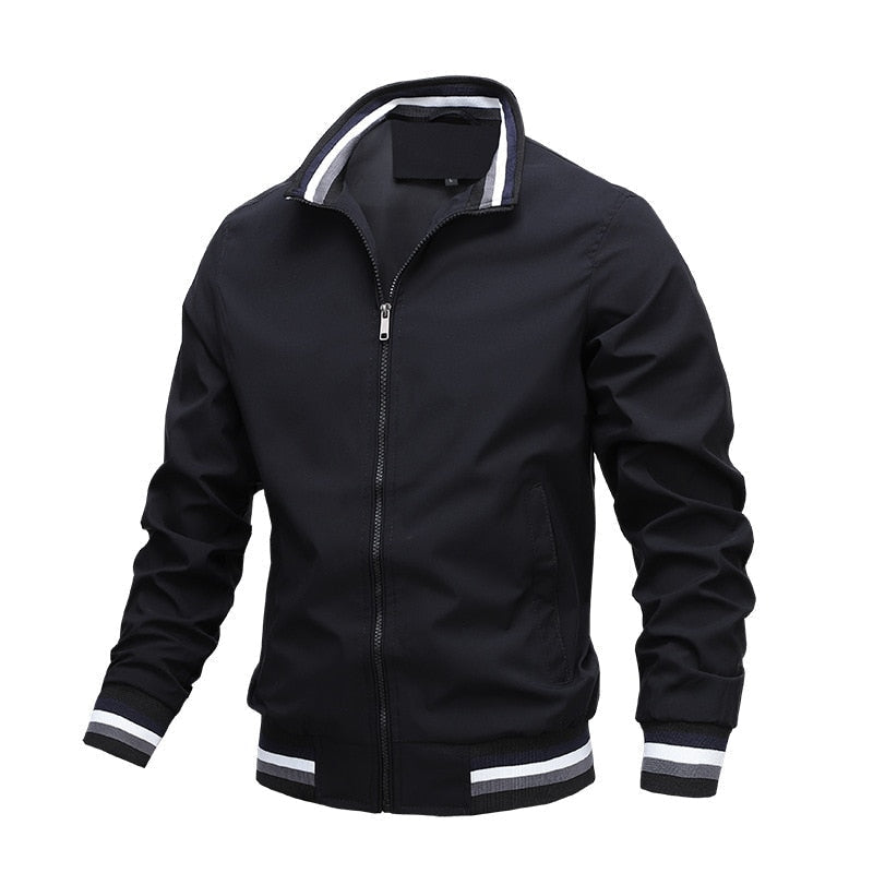 Men's black classic zip-through bomber jacket for everyday layering