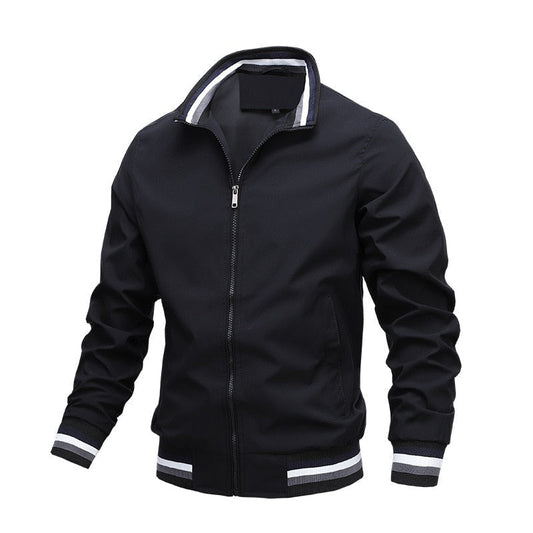 Men's black classic zip-through bomber jacket for everyday layering