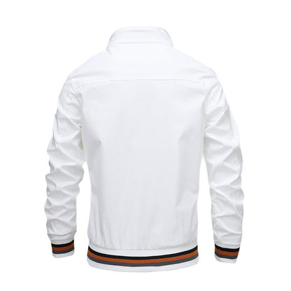 Men's dark blue classic zip-through bomber jacket for everyday layering