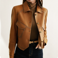 Nicola | Women's Soft Leather Jacket Regular Fit with Pockets – Brown