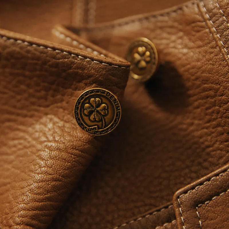 Brown soft leather jacket for women in a regular fit