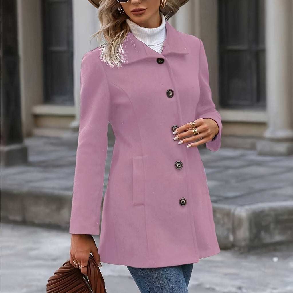 Waist-cinching mid-length coat with tailored belt, product still life