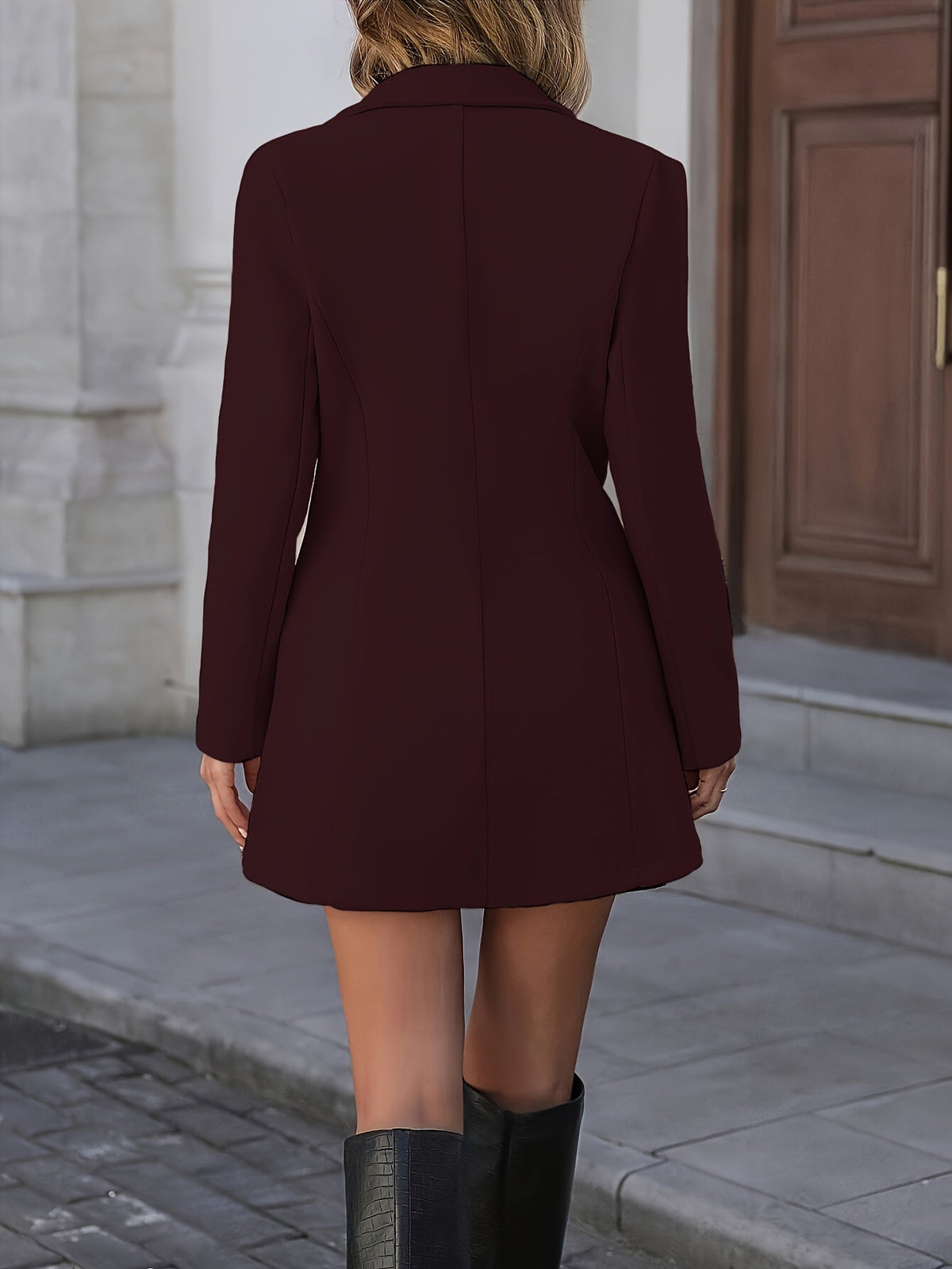 Waist-cinching mid-length coat with tailored belt, product still life