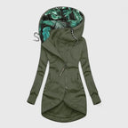 Women's Casual Hooded Zip-Up Jacket With Kangaroo Pockets And Drawstring