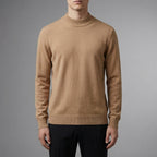 Men's camel cashmere blend crew neck jumper for autumn