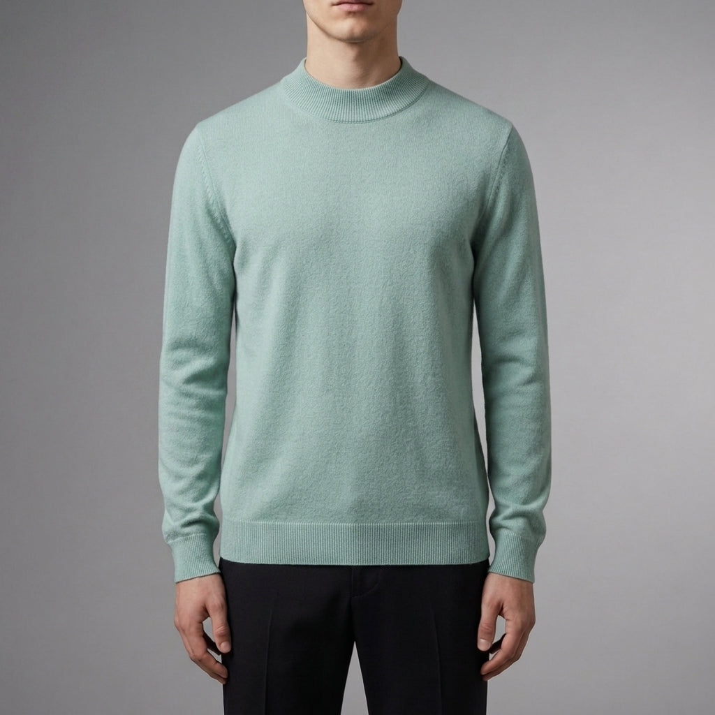 Men's camel cashmere blend crew neck jumper for autumn