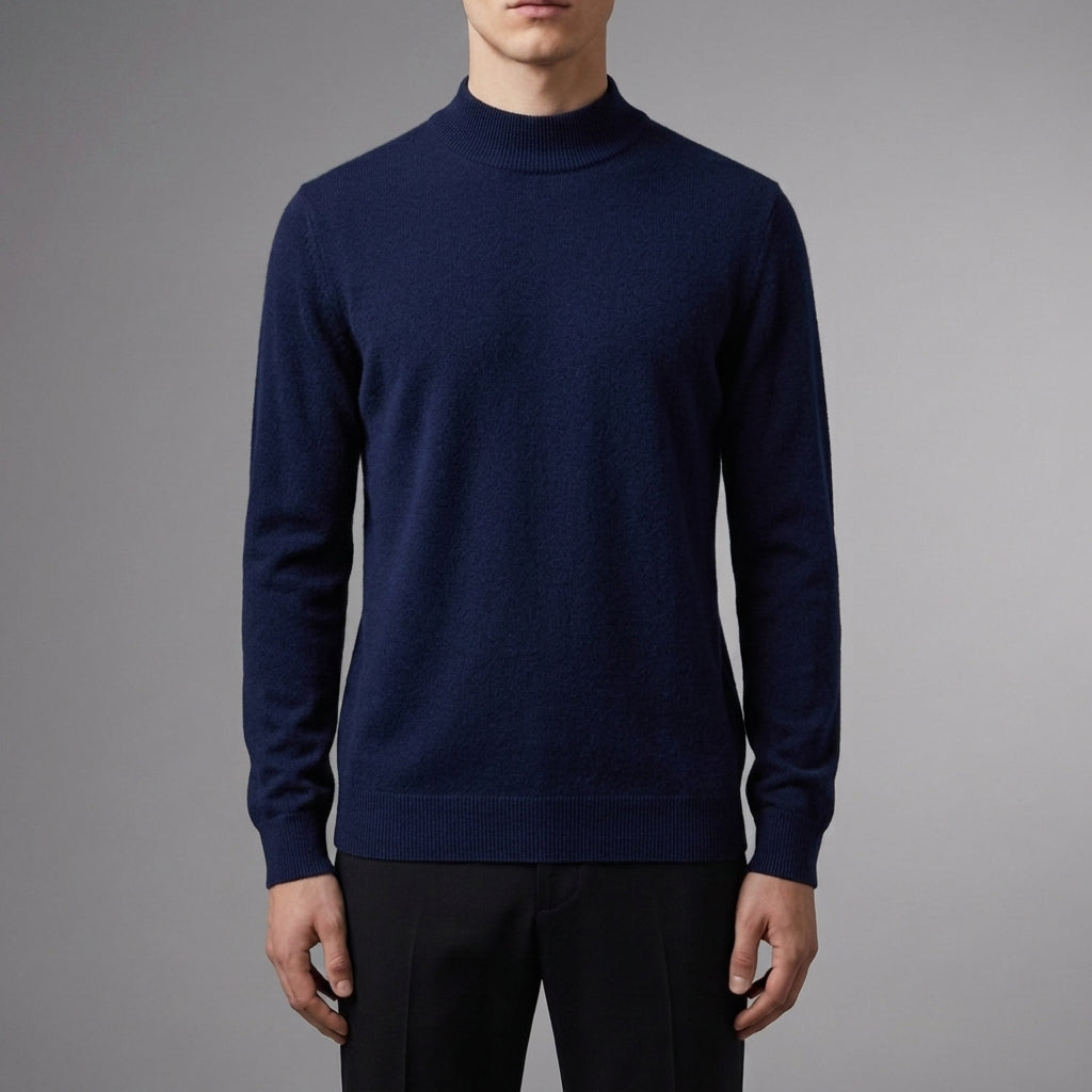 Men's camel cashmere blend crew neck jumper for autumn