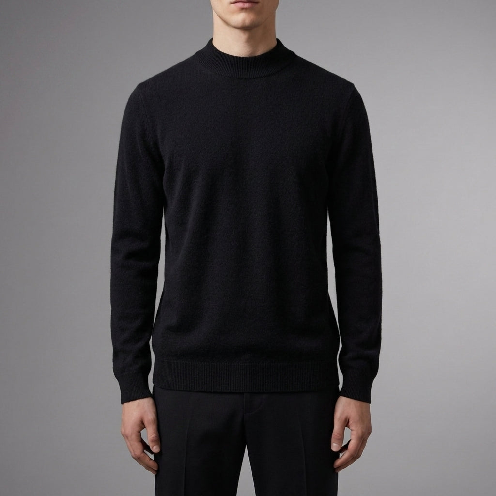 Men's camel cashmere blend crew neck jumper for autumn