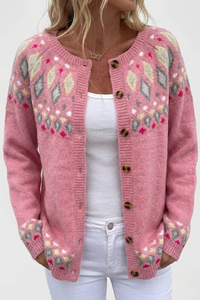 Doris | Women's Fair Isle Button-Front Knitted Autumn Cardigan