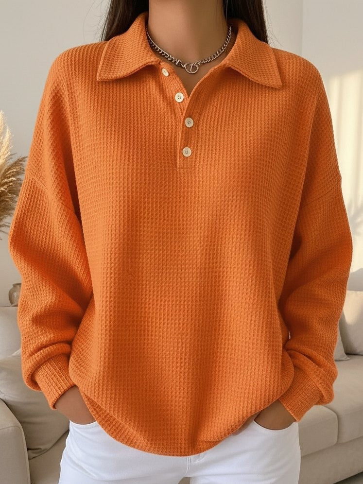 Women's Orange Polo Collar Knit Jumper