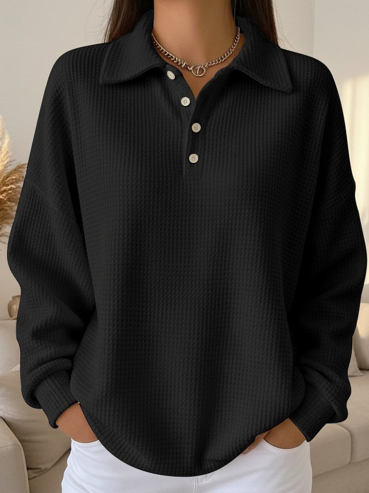 Women's Black Polo Collar Knit Jumper
