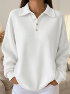 Women's White Polo Collar Knit Jumper