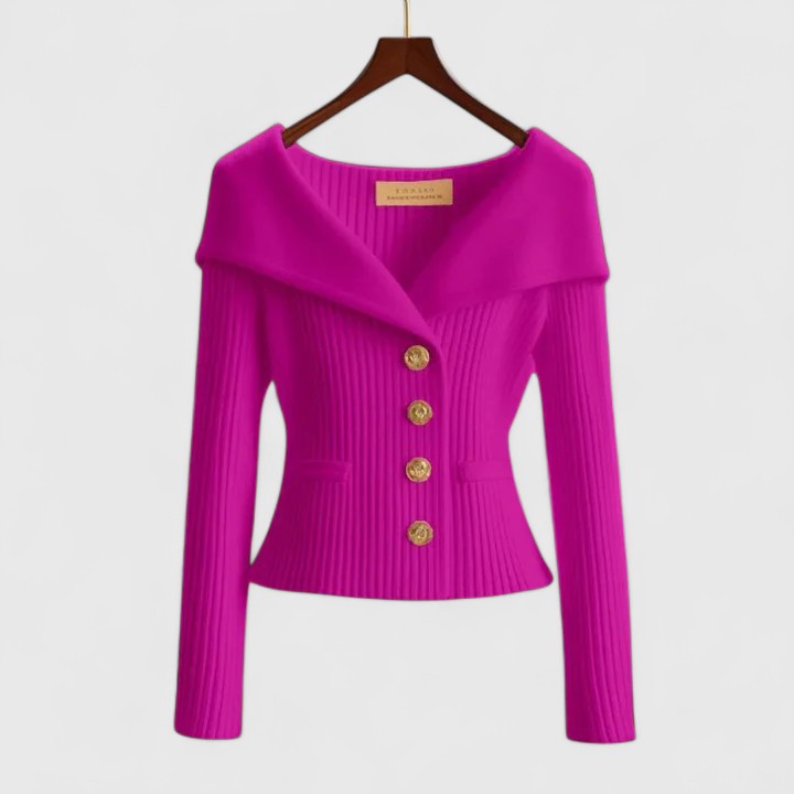 Women's yellow soft knit button-up cardigan for cosy autumn layering