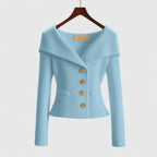 Women's red soft knit button-up cardigan for cosy autumn layering