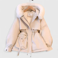 Amber | Women's Faux Fur Hood Drawstring Waist Autumn Jacket