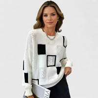 Phoebe | Women's Colour-Block Crew Neck Jumper for Autumn